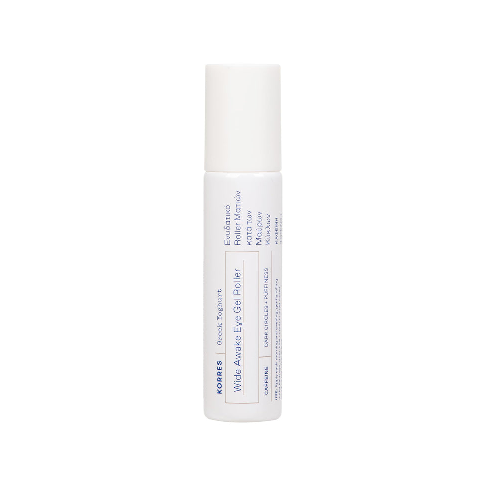 KORRES front packaging of Wide Awake Eye Gel with clear benefits