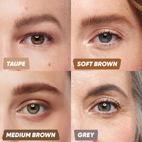 Kosas before and after brows showing fuller natural-looking shape