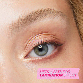 Kosas before-and-after brows demonstrating fuller, tamed, conditioned appearance