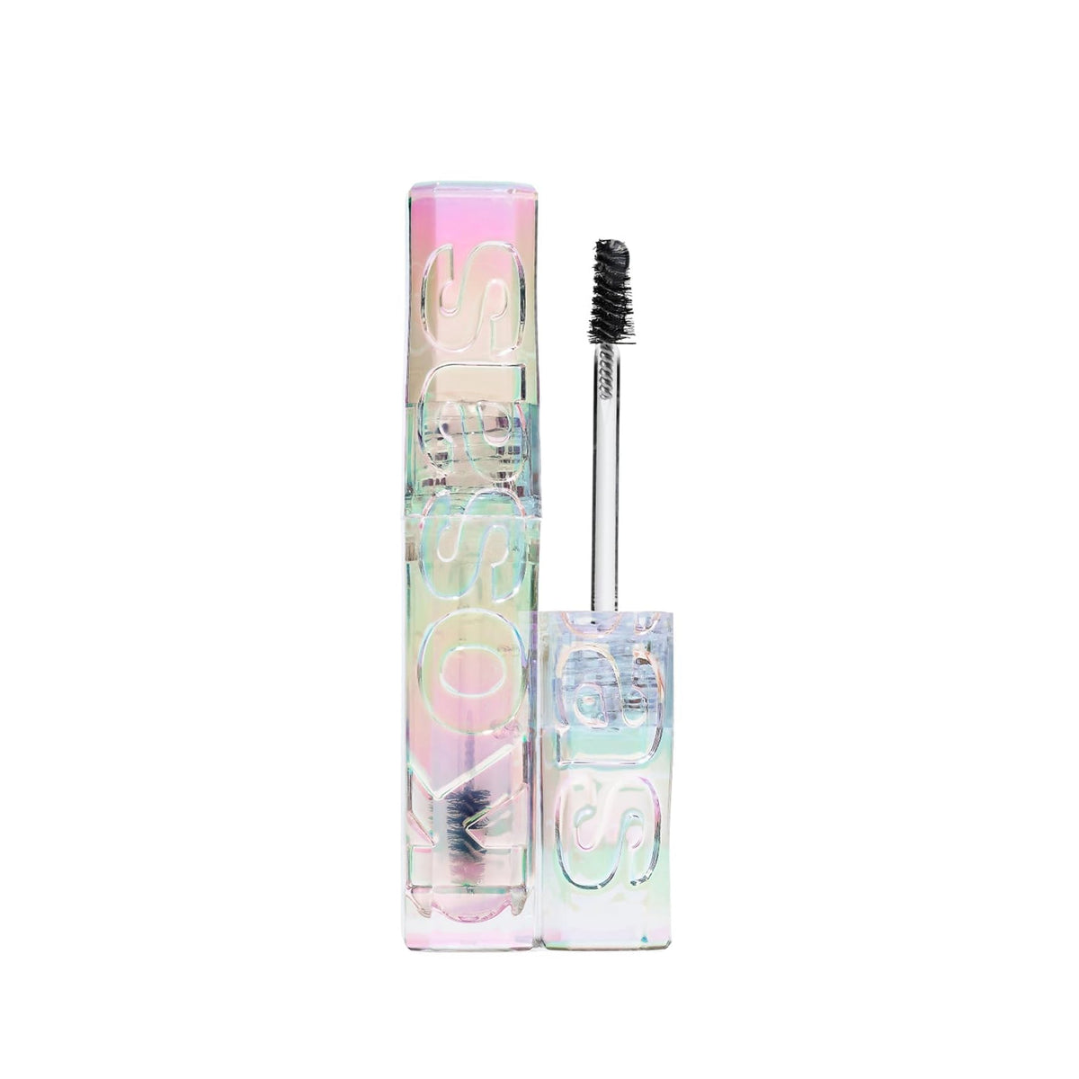 Kosas clear brow gel tube front view shows sleek packaging and easy storage