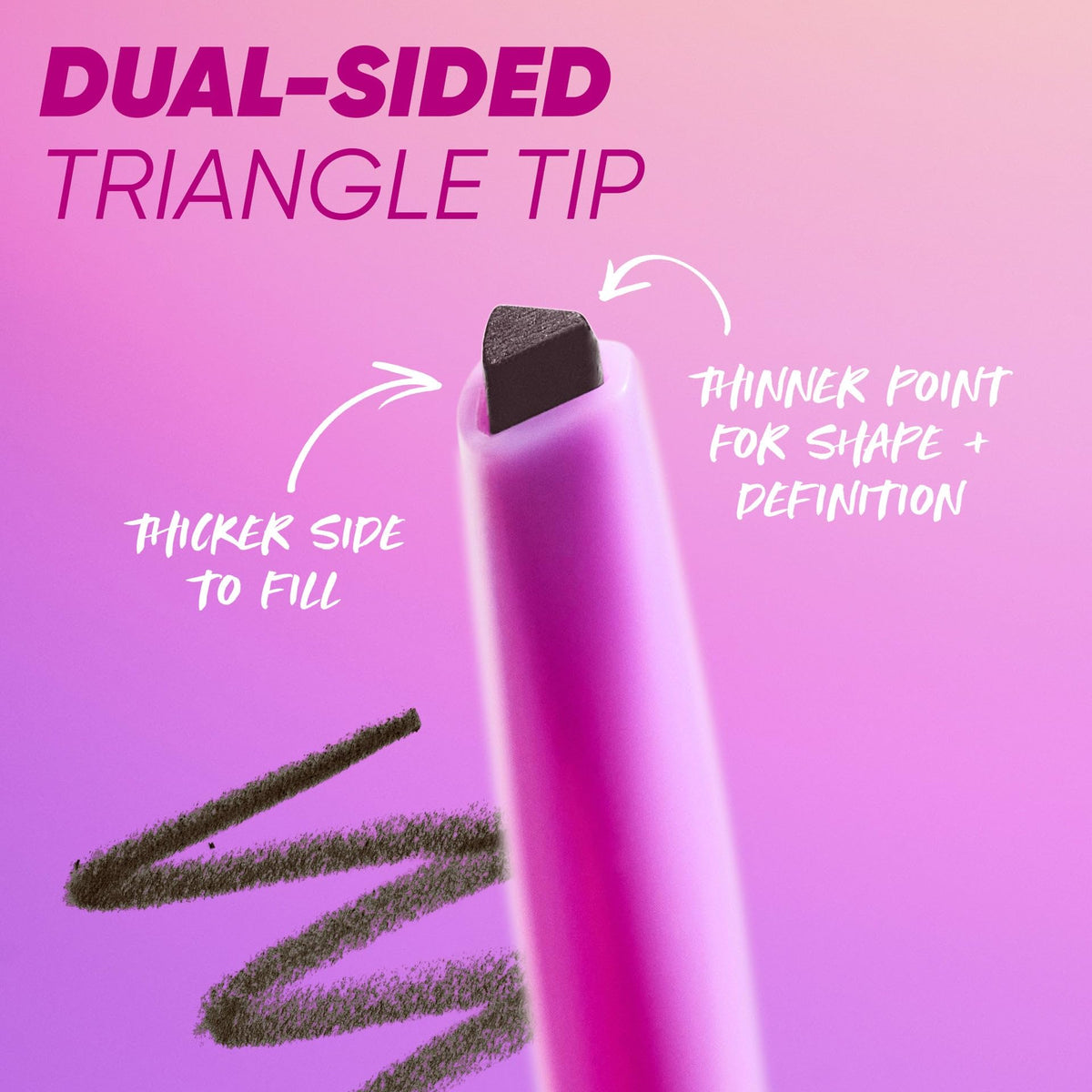 Kosas texture strokes showing flat edge fill and fine point definition benefits