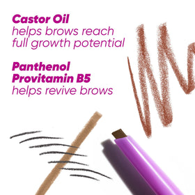 Kosas Brow Pop texture swatch showing smooth, buildable pigment payoff
