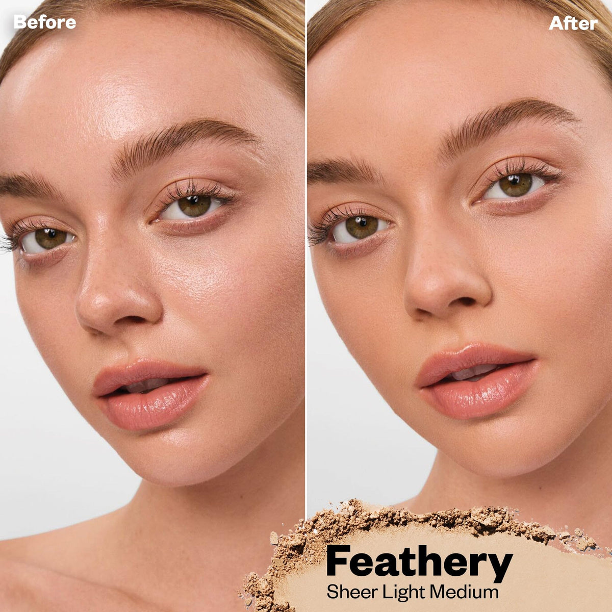 Kosas open pan revealing baked, micro-fine texture for smooth blending benefit
