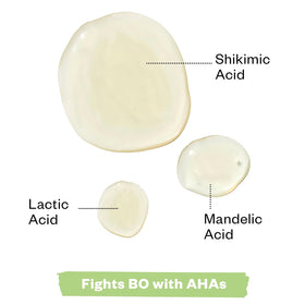 Kosas ingredient label highlighting AHAs and sensitive-safe benefits