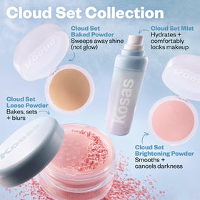 Kosas mist tucked inside a makeup bag for on-the-go refreshing and touch-ups