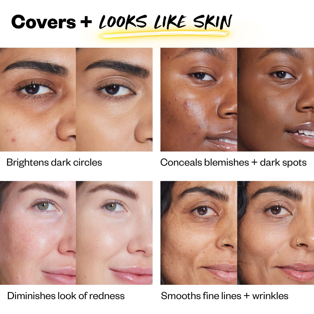 Kosas Revealer applied under eye with brush, brightening natural-looking benefit