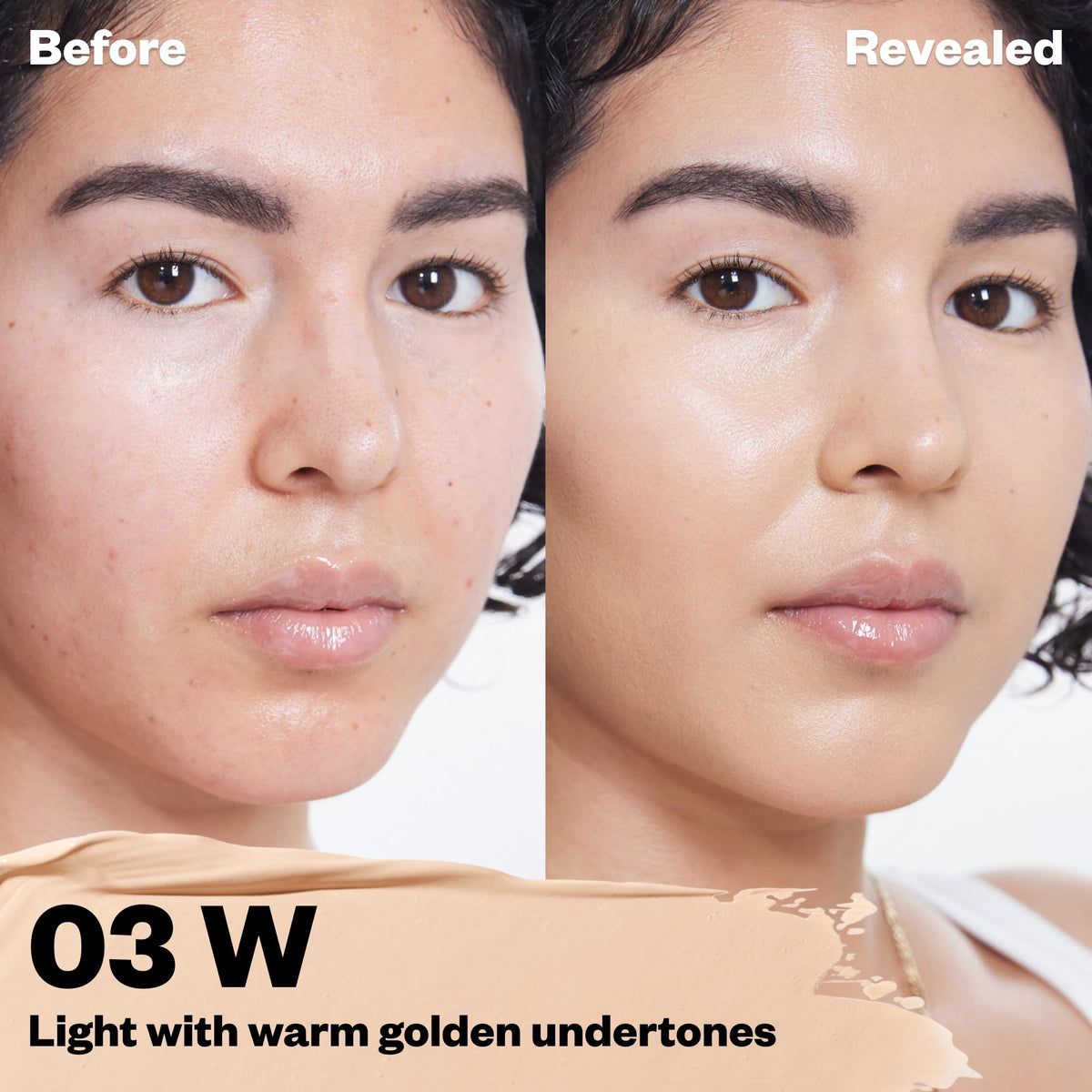 Kosas Revealer concealer wand with a creamy drop, demonstrating precise, mess-free application