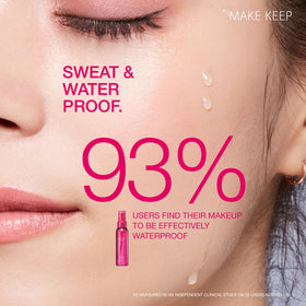 Kose Make Keep Mist EX ingredient label close-up showing cica and hyaluronic acid benefits