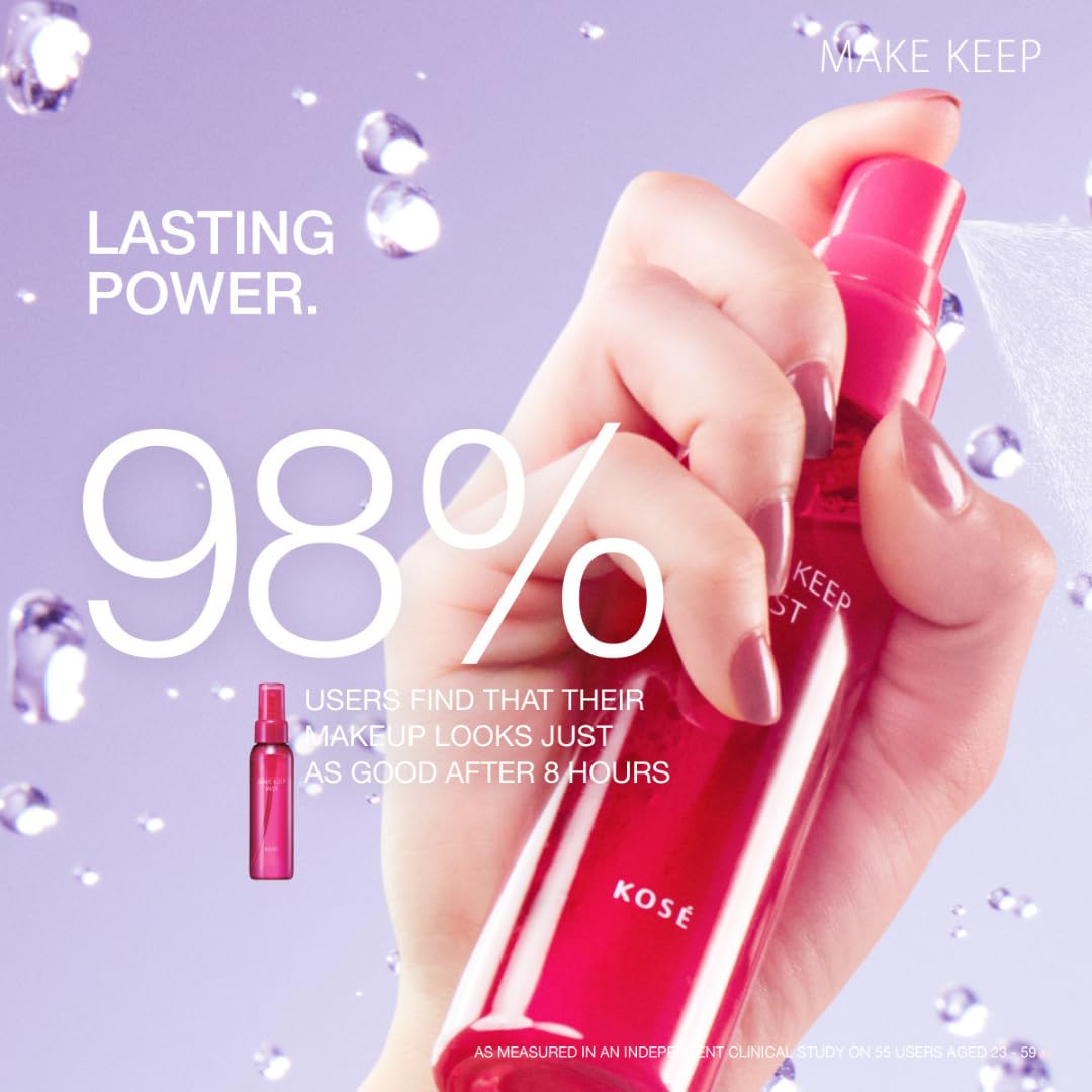 Kose Make Keep Mist EX fine mist spray texture demonstrating even coverage and sweat resistance