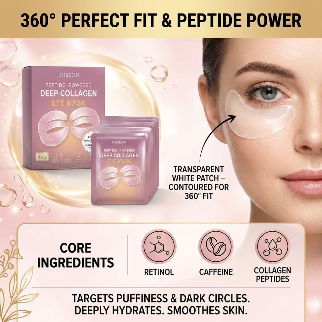 koseon model applying under-eye patches for a refreshed appearance