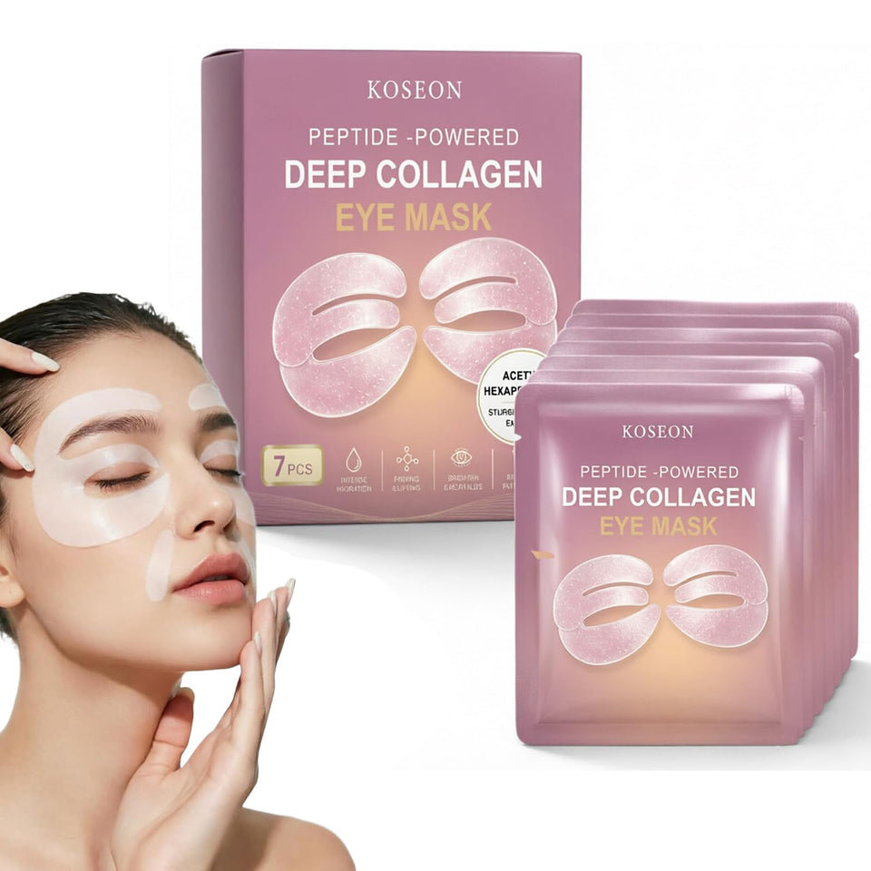 koseon front packaging showing seven eye masks and brand clarity benefit