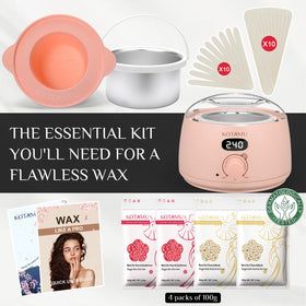 KOTAMU applicators and 25 accessories laid out for easy, complete at-home waxing