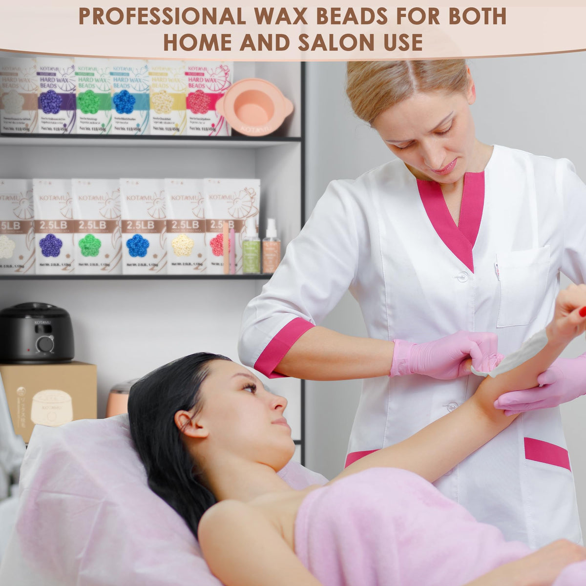 KOTAMU oil removing wax residue from skin demonstrating easy cleanup and soft skin benefit
