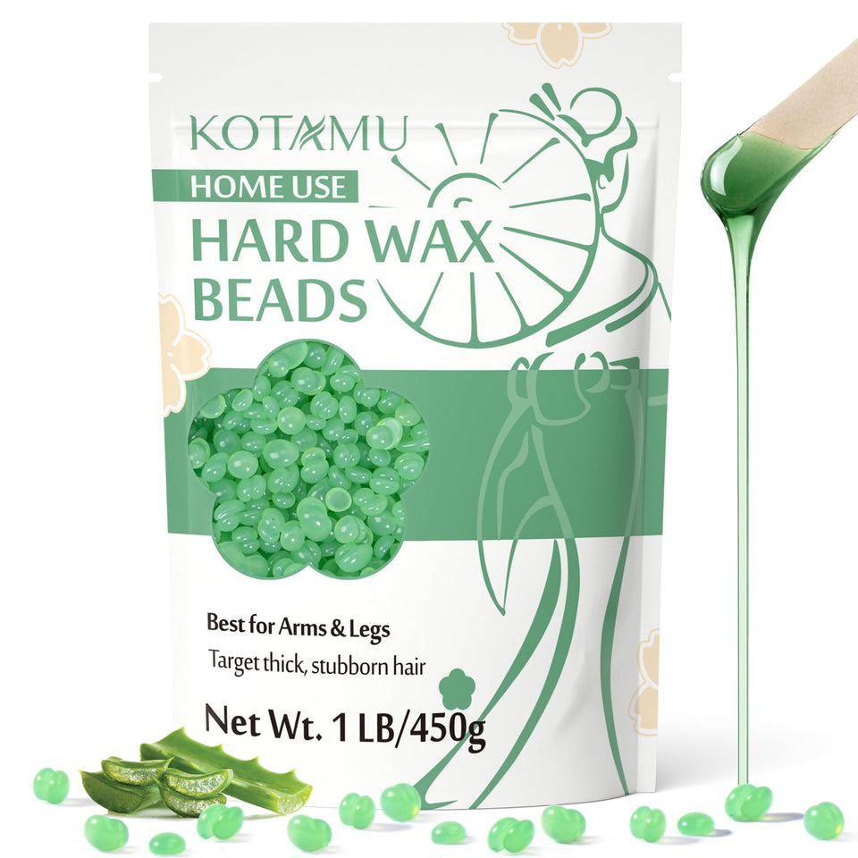 KOTAMU front packaging 1lb aloe wax beads, refill benefits long-lasting smoothness