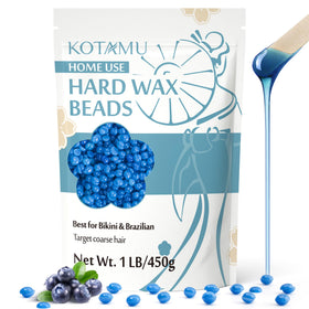 KOTAMU front packaging showing 1 lb blue coarse-hair wax beads and clear branding