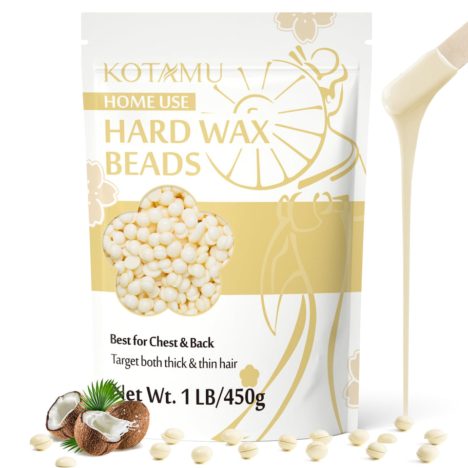 KOTAMU front packaging showing 1 lb sensitive skin wax beads and clear product view for trust