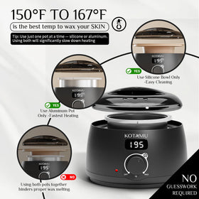 KOTAMU silicone bowl with wax pots for easy cleanup and even heating