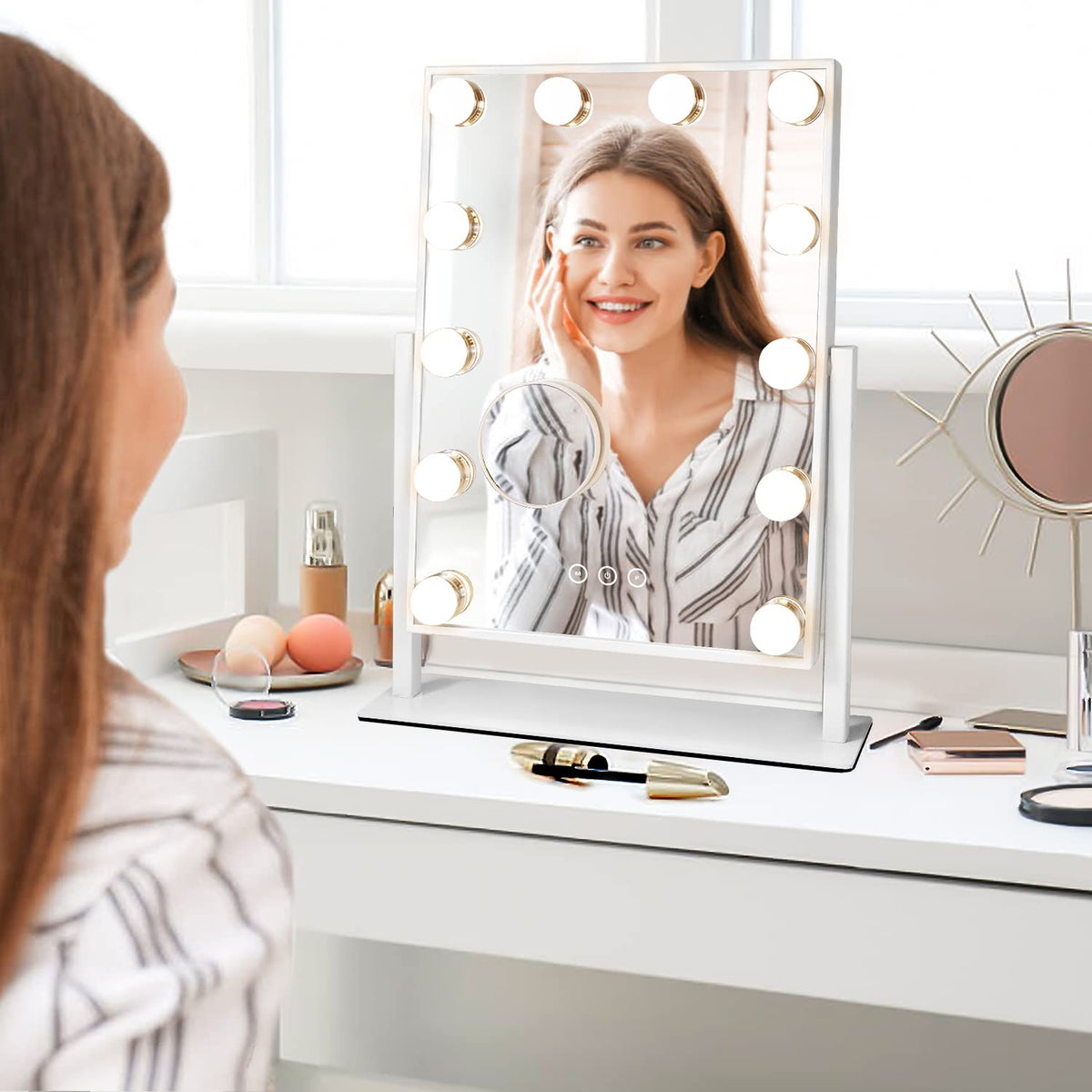 Kotdning vanity mirror in bedroom lifestyle scene showing stylish practical benefit