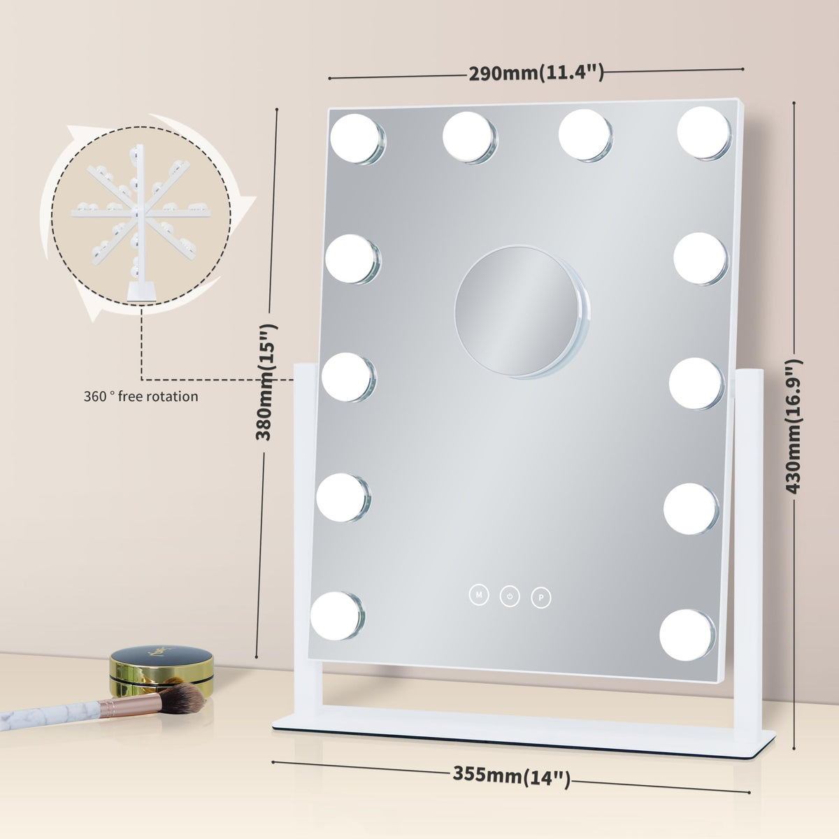 Kotdning touch control panel lit demonstrating easy brightness adjustments benefit