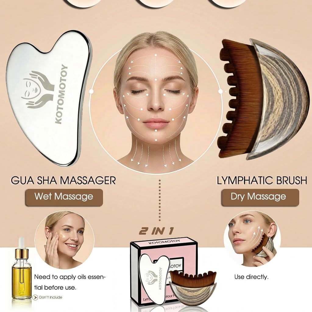 Kotomotoy close-up of stainless-steel gua sha edge for precise sculpting