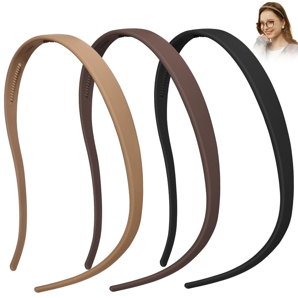 KOVOLITU front view of the three-pack headbands showing packaging and matte finish for convenience