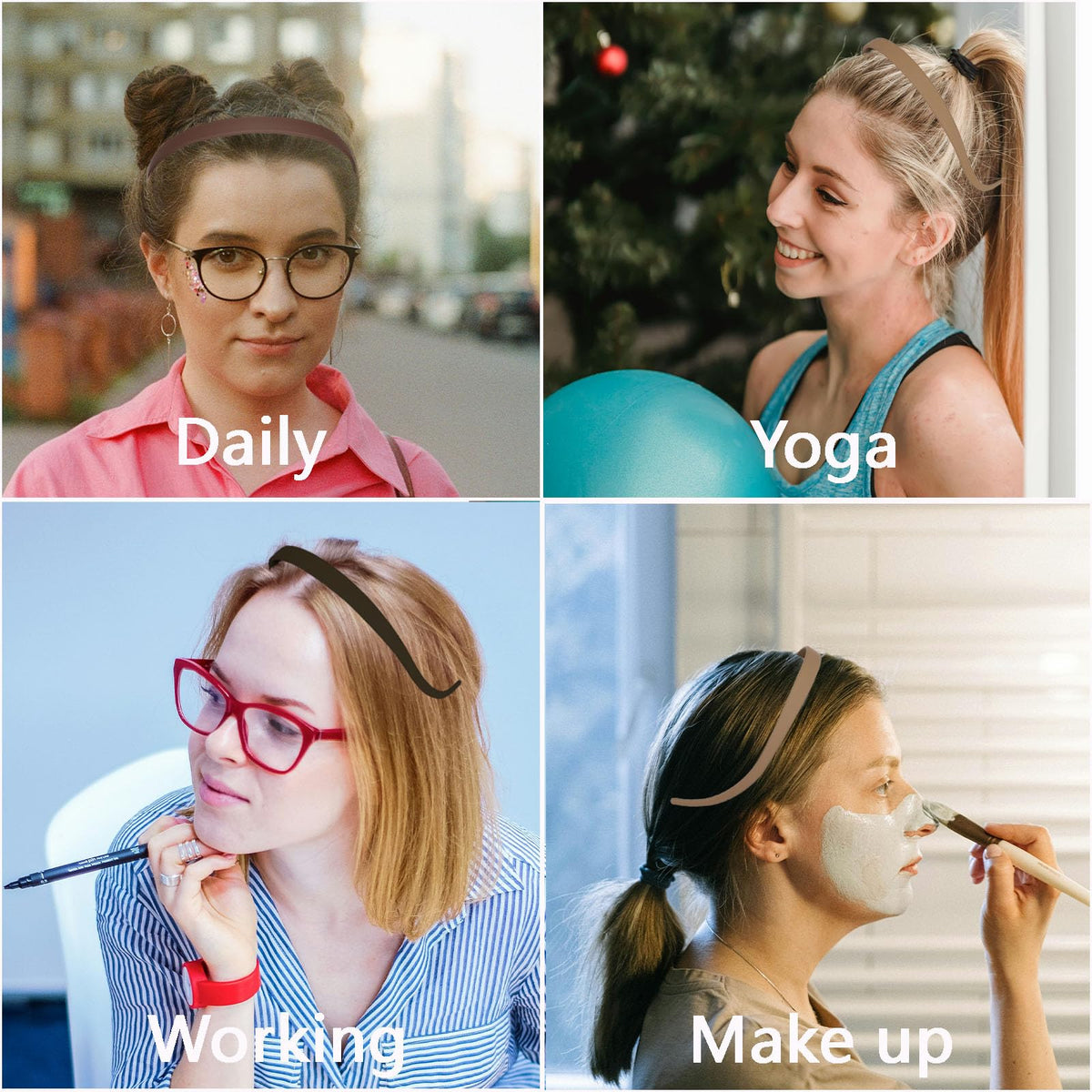 KOVOLITU model wearing headband with glasses to show comfortable no-pressure fit