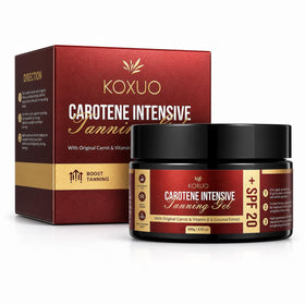 KOXUO front packaging showing 100g tanning gel and benefits