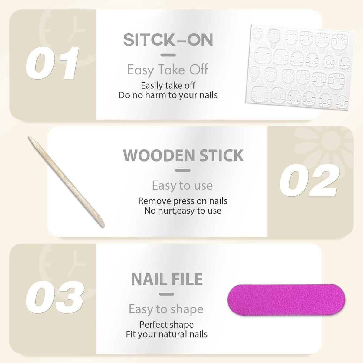 KQueenest pack contents with tools showing reusable nails and easy setup