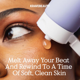 KraveBeauty gel-to-oil transformation illustrating easy emulsification and rinseability