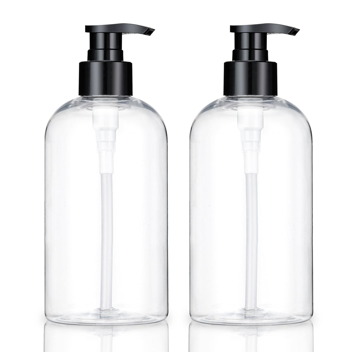 KREMORV front view two clear pump bottles showing compact design and benefit of visibility