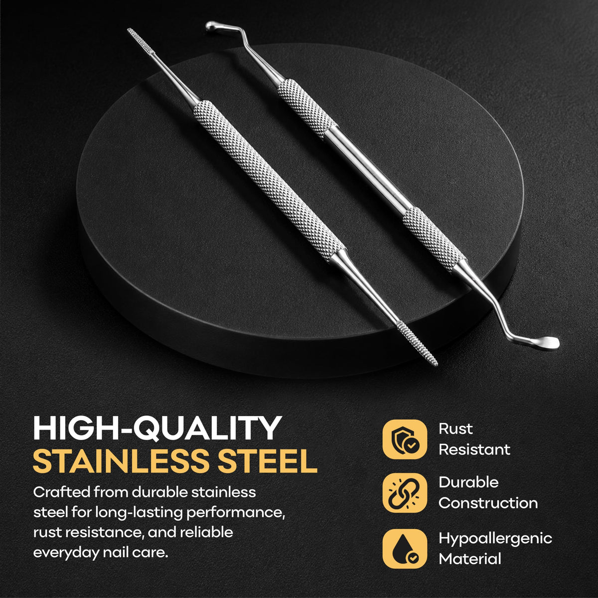 Krisp Beauty double‑ended tool detail highlighting ergonomic handles and curves