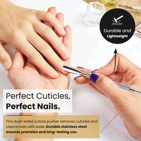 Krisp Beauty flat end detail showing smooth finish for gentle cuticle pushing benefit