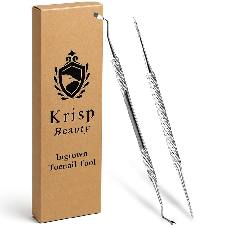 Krisp Beauty front packaging showing the two‑piece nail care set and easy storage
