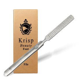 Krisp Beauty front view of stainless steel rasp showing ergonomic shape and easy control