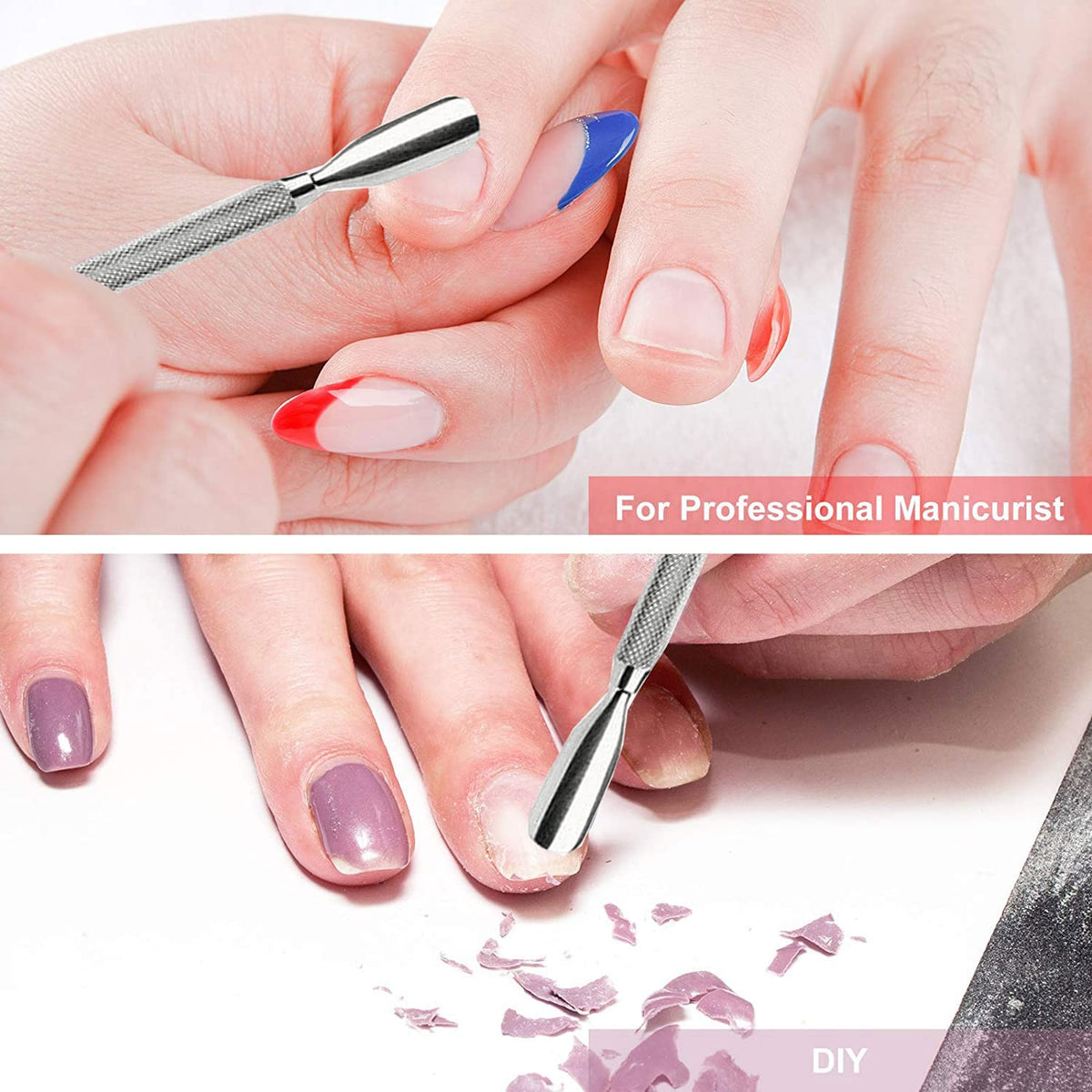 Krisp Beauty tool in use during manicure demonstrating easier cuticle care benefit