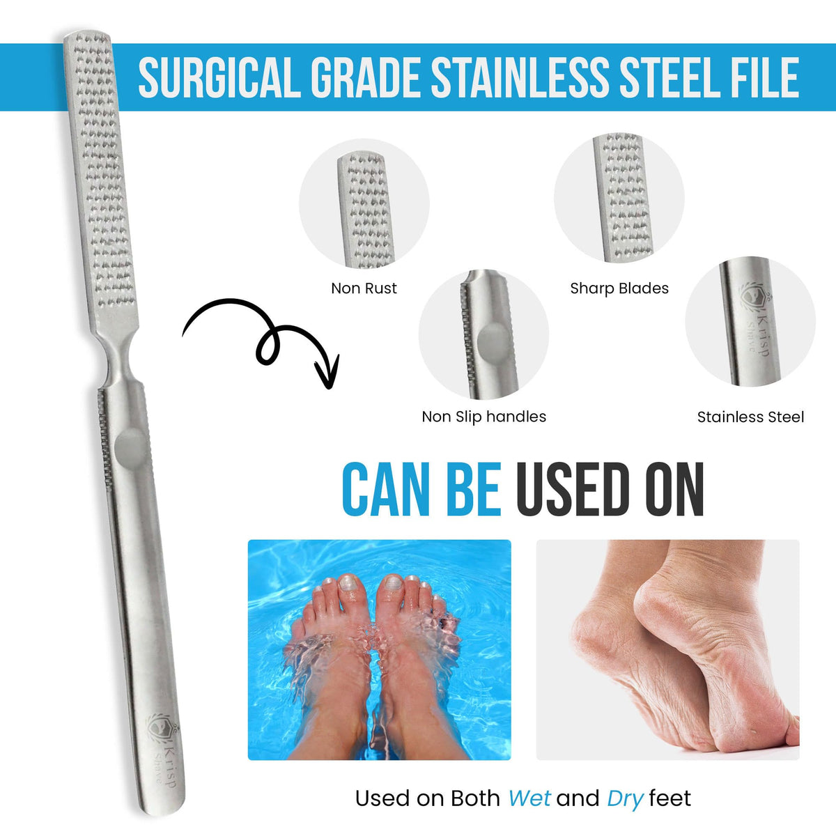 Krisp Beauty in use removing heel callus for visibly smoother skin