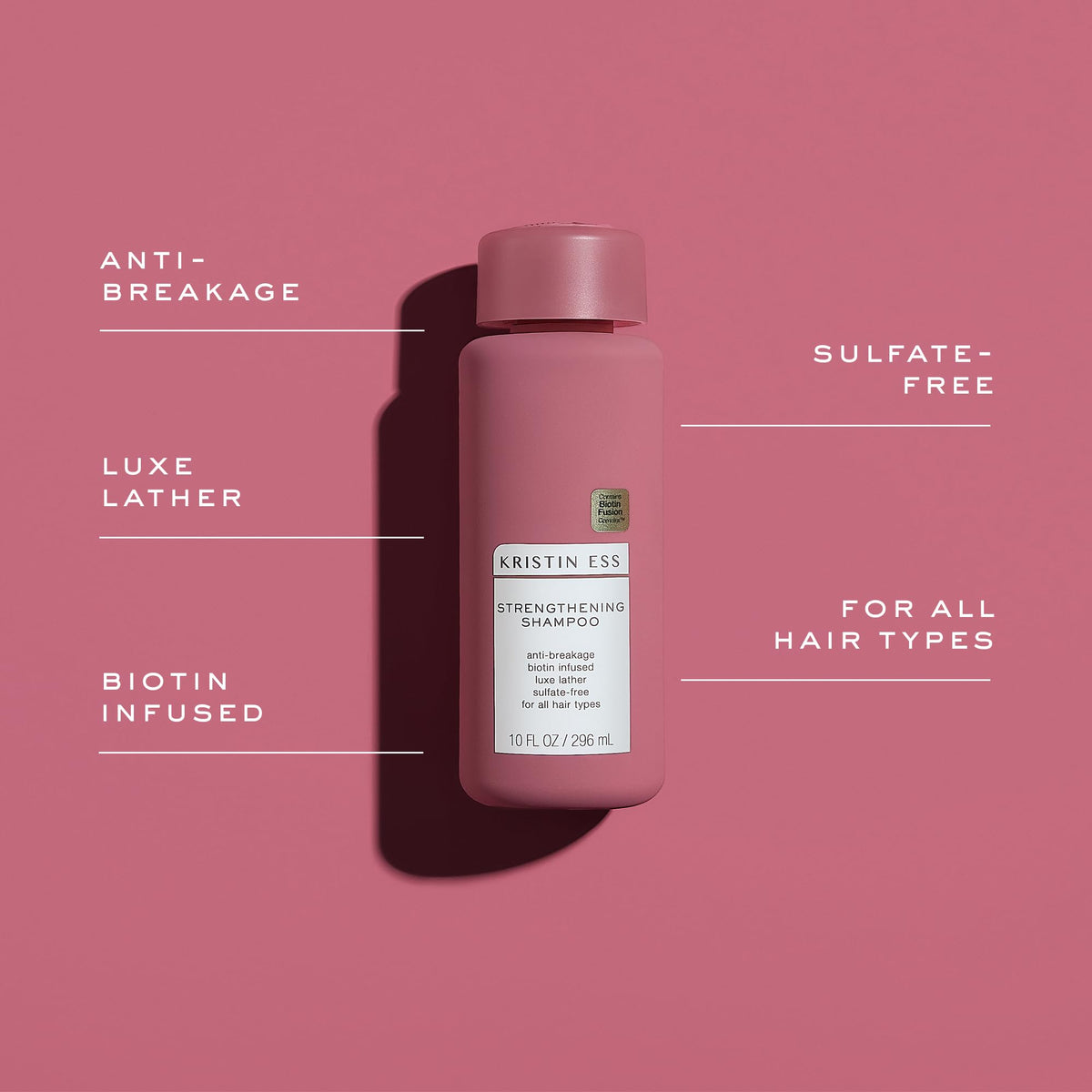 Kristin Ess shampoo staged in bathroom showing real-use convenience and style