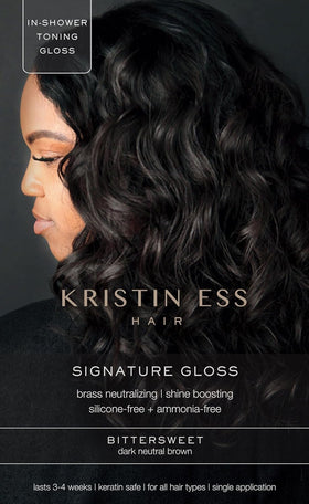 Kristin Ess front packaging showing Bittersweet Dark Brunette for polished results