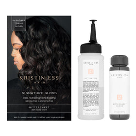Kristin Ess two-step bottles close-up highlighting mixing and easy application benefit