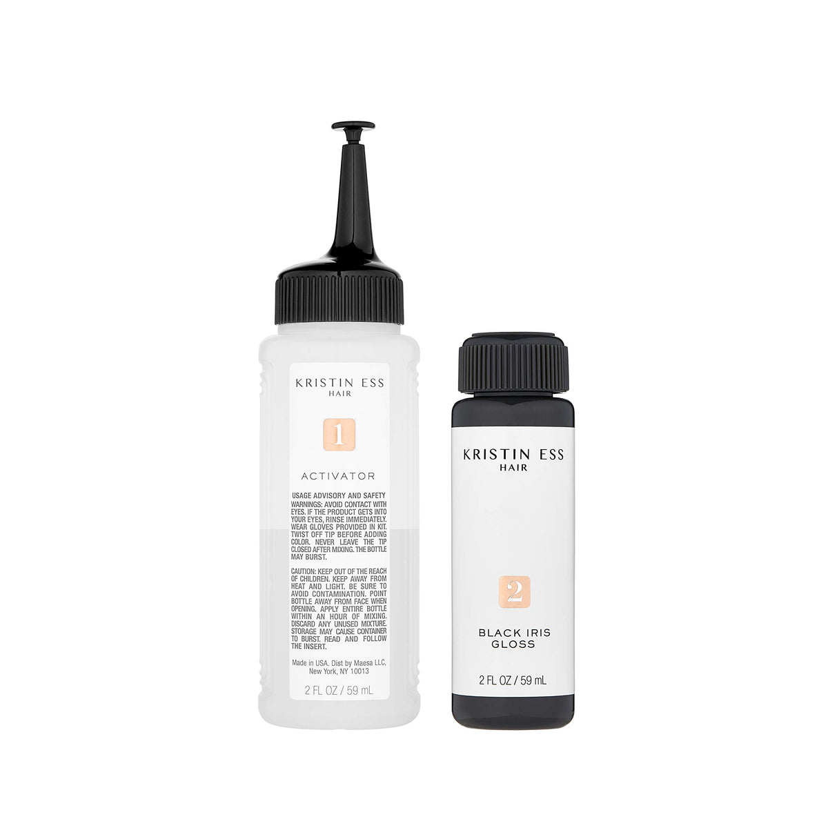 Kristin Ess product with bottle sizes and included contents for easy home use benefit