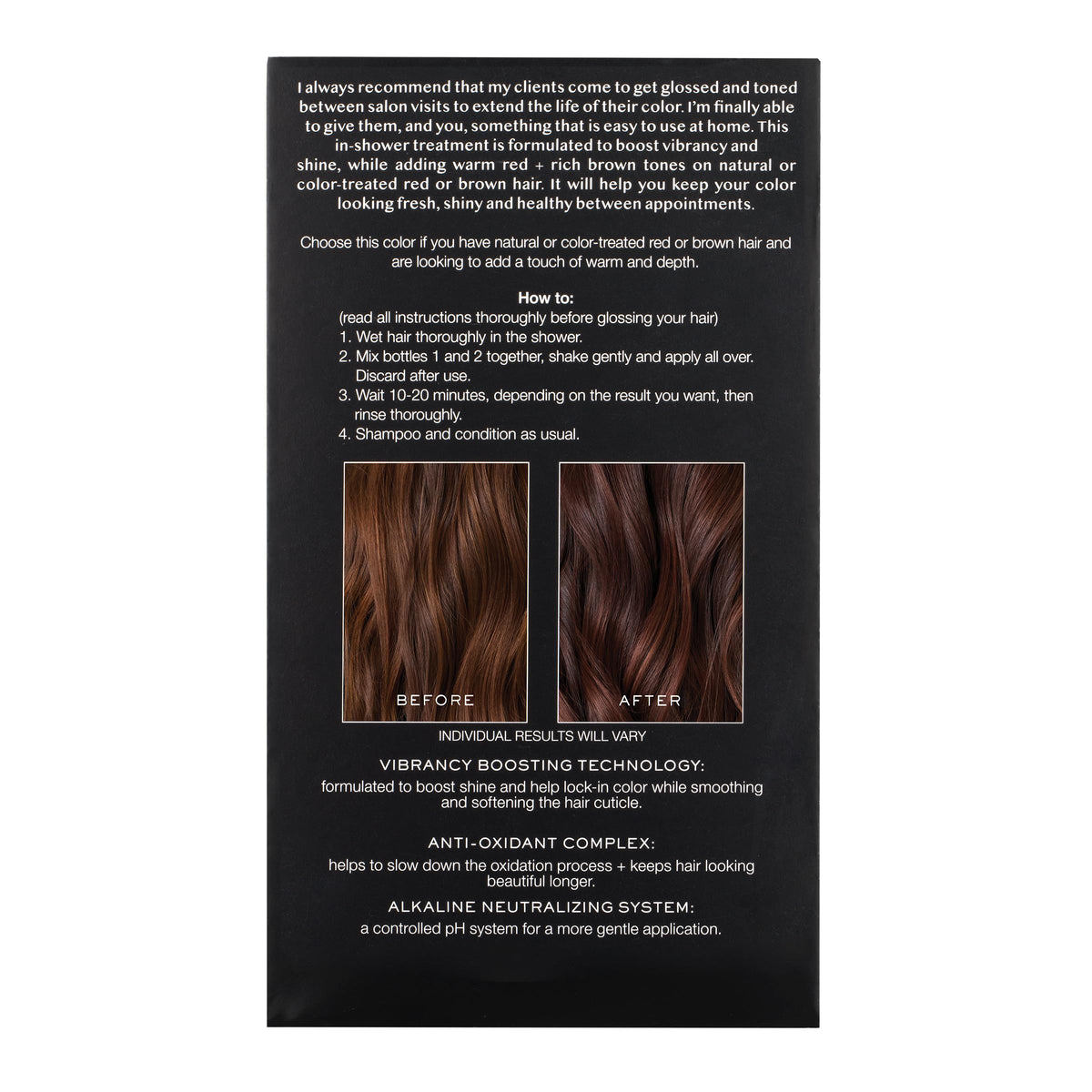 Kristin Ess applying gloss in shower to wet hair for easy at-home use