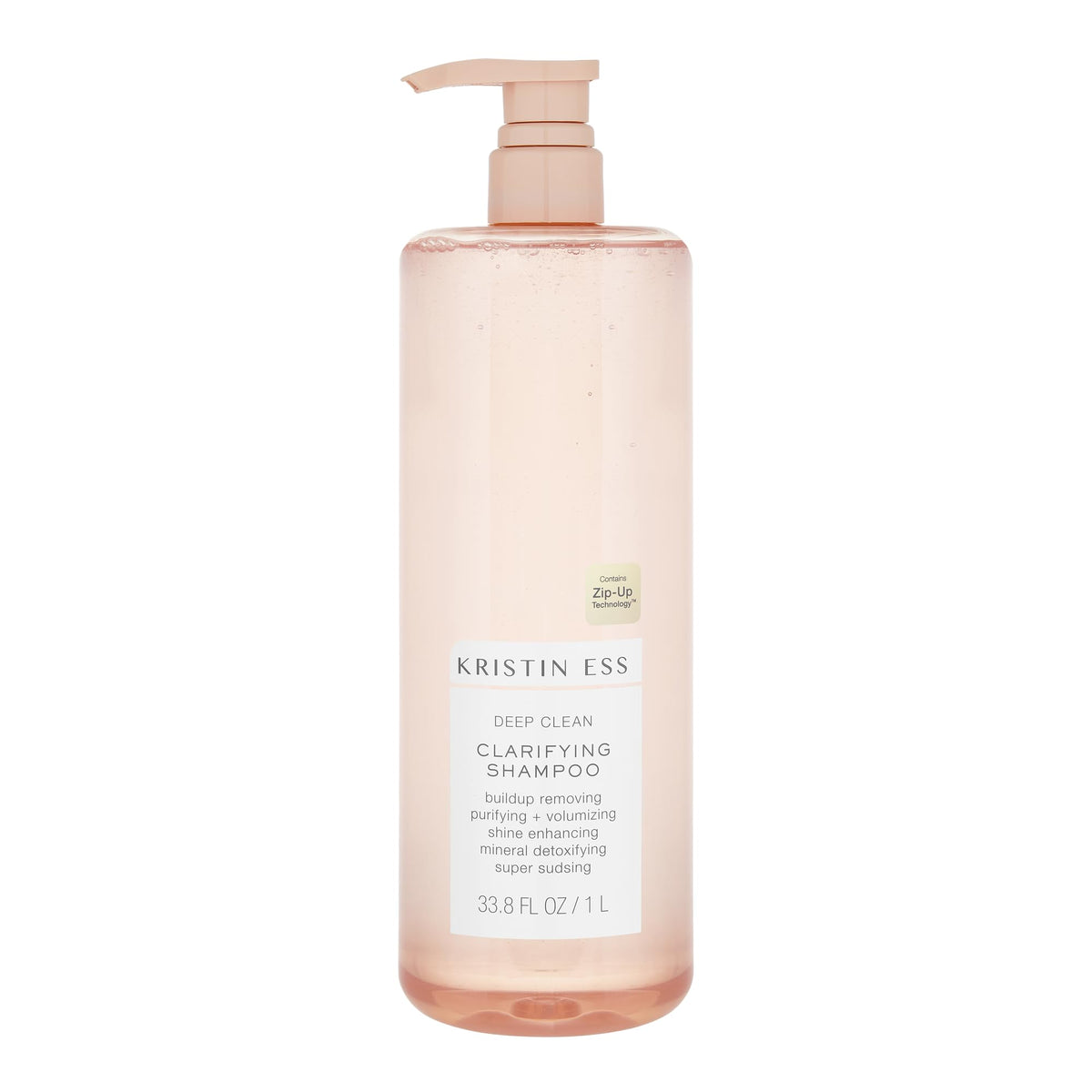 Kristin Ess front bottle image showing clarifying shampoo and benefit of deep clean