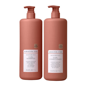 Kristin Ess front packaging showing bottles and clear label for quick recognition and benefit