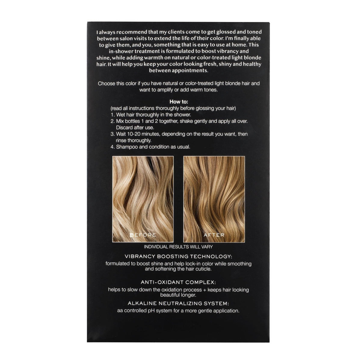 Kristin Ess gloss texture on blonde hair for enhanced shine