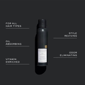 Kristin Ess spraying roots on model to absorb oil and add instant volume