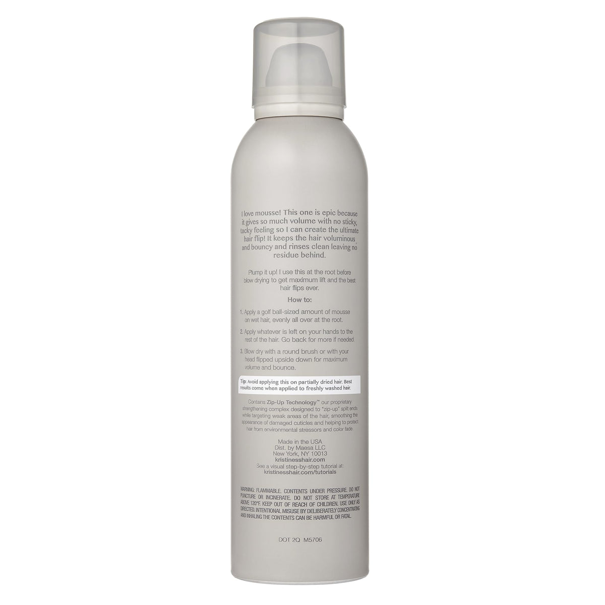 Closeup of Kristin Ess foam texture highlighting lightweight volume