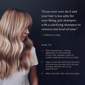 Kristin Ess label ingredients close-up highlighting clean, sulfate-free benefit