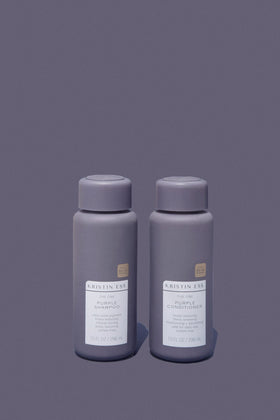 Kristin Ess shampoo texture close-up demonstrating rich violet pigment benefiting toning