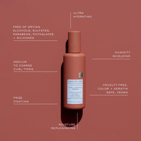 Kristin Ess cream texture on hand highlighting smooth slip and easy detangling