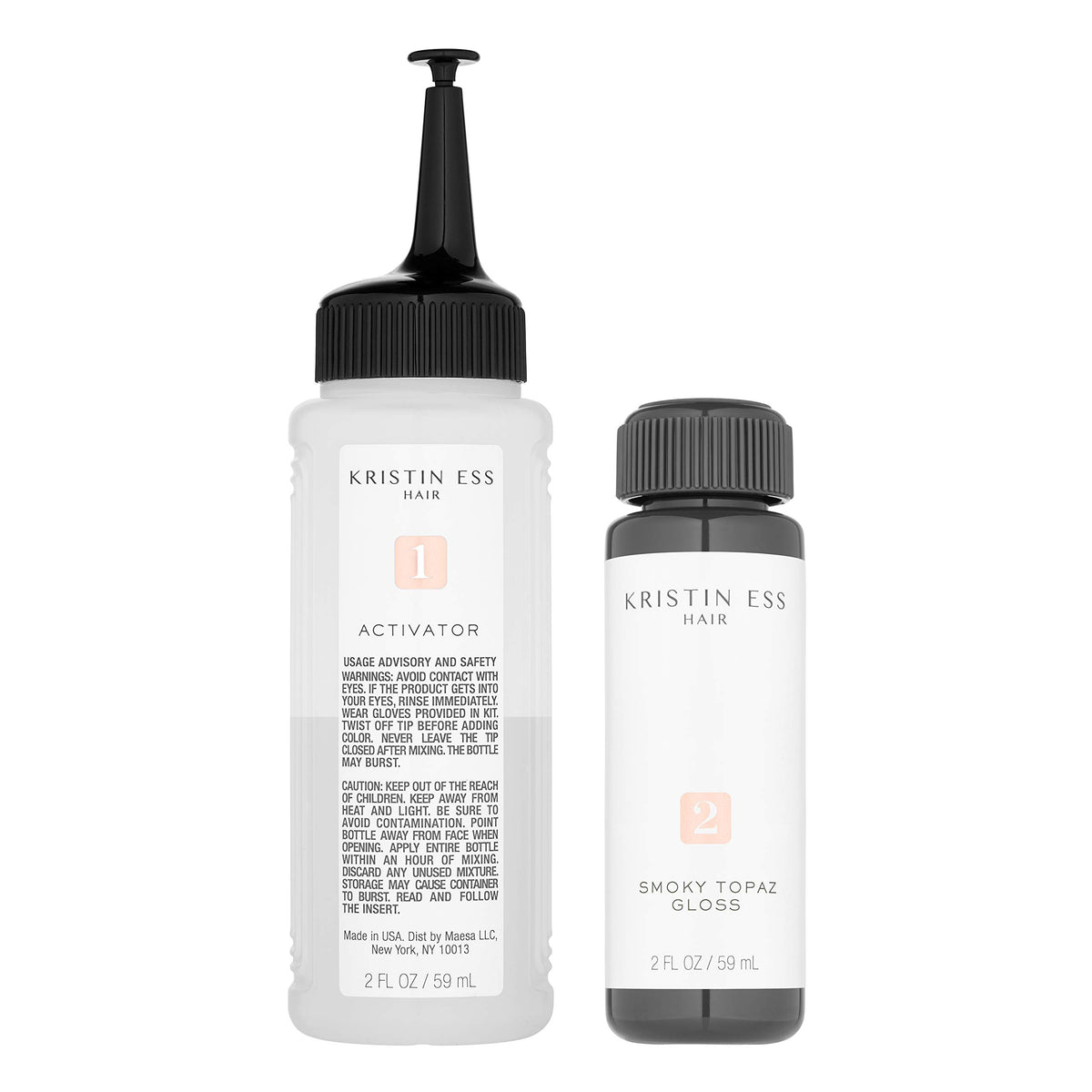 Kristin Ess bottle size next to common item for scale and application ease
